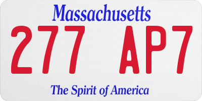 MA license plate 277AP7