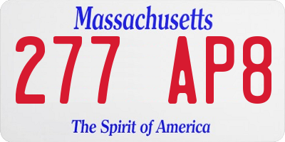 MA license plate 277AP8