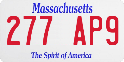 MA license plate 277AP9