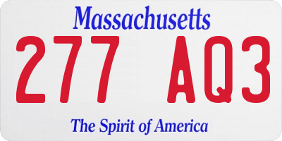 MA license plate 277AQ3