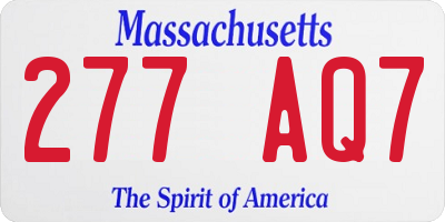 MA license plate 277AQ7