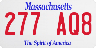 MA license plate 277AQ8