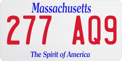 MA license plate 277AQ9