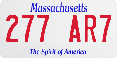 MA license plate 277AR7