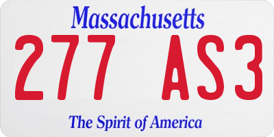 MA license plate 277AS3