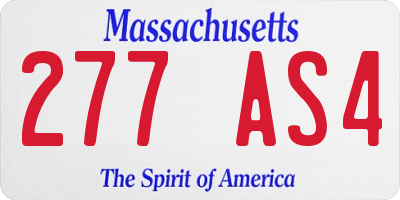 MA license plate 277AS4
