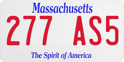 MA license plate 277AS5