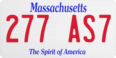 MA license plate 277AS7