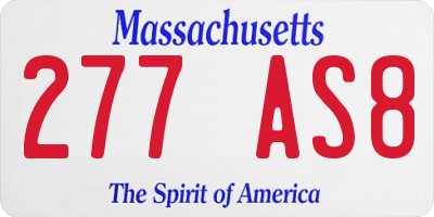 MA license plate 277AS8