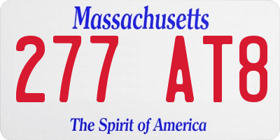 MA license plate 277AT8