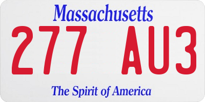 MA license plate 277AU3
