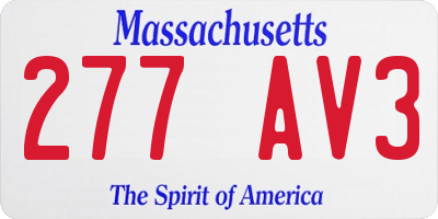 MA license plate 277AV3