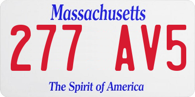 MA license plate 277AV5