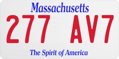 MA license plate 277AV7