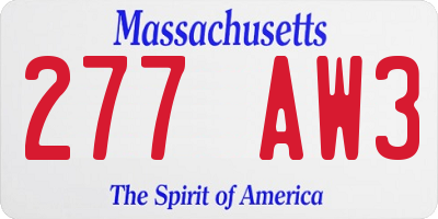 MA license plate 277AW3