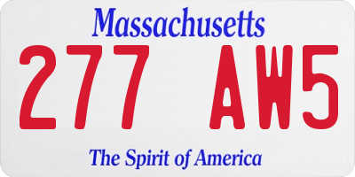 MA license plate 277AW5