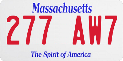 MA license plate 277AW7