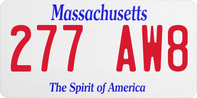 MA license plate 277AW8