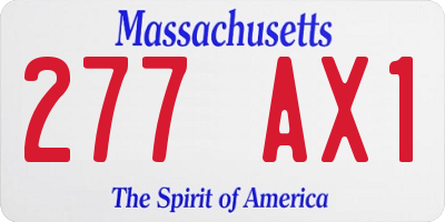 MA license plate 277AX1