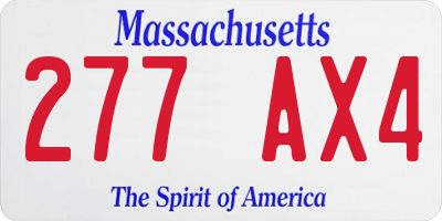 MA license plate 277AX4