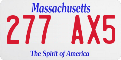 MA license plate 277AX5