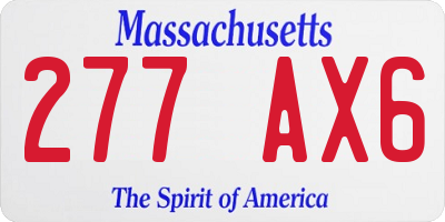 MA license plate 277AX6