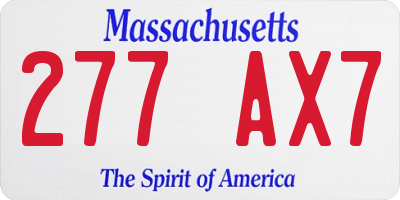 MA license plate 277AX7