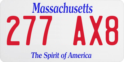 MA license plate 277AX8