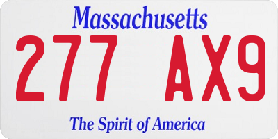 MA license plate 277AX9