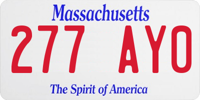 MA license plate 277AY0