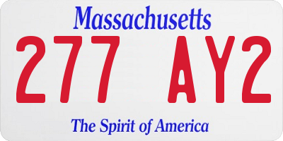 MA license plate 277AY2