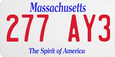 MA license plate 277AY3