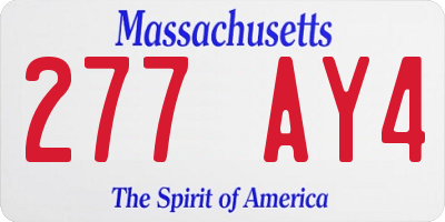 MA license plate 277AY4