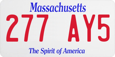 MA license plate 277AY5