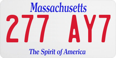 MA license plate 277AY7