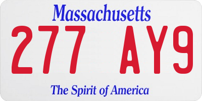 MA license plate 277AY9