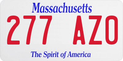 MA license plate 277AZ0