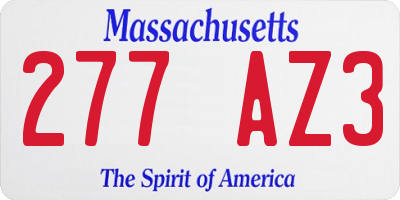 MA license plate 277AZ3