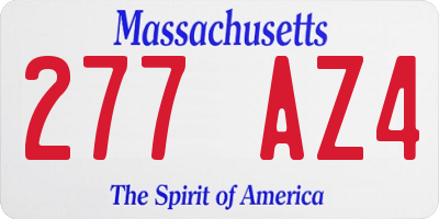 MA license plate 277AZ4