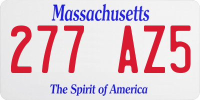 MA license plate 277AZ5