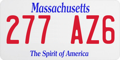 MA license plate 277AZ6