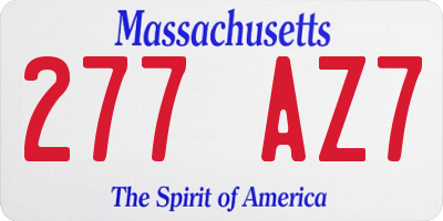 MA license plate 277AZ7