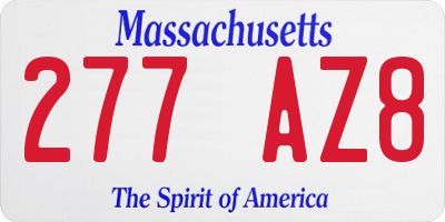 MA license plate 277AZ8