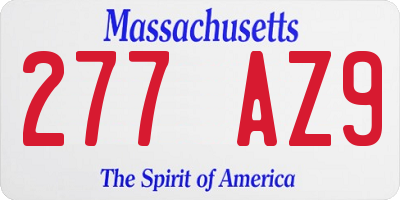 MA license plate 277AZ9