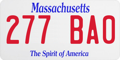 MA license plate 277BA0