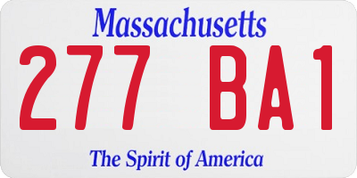 MA license plate 277BA1
