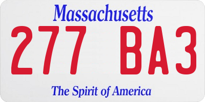 MA license plate 277BA3