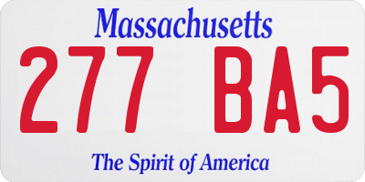 MA license plate 277BA5