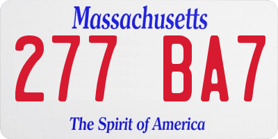 MA license plate 277BA7