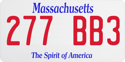 MA license plate 277BB3